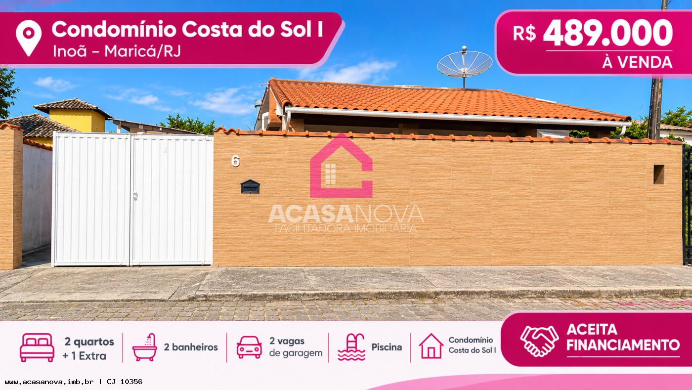 Casa para Venda em Maricá, Chácaras de Inoã, 3 dormitórios, 2 banheiros, 1 vaga